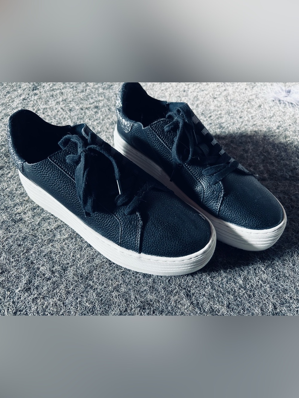 Leather Low-Top Platform Sneakers with White Soles